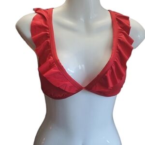 SHADE & SHORE red ruffled swim bikini top M